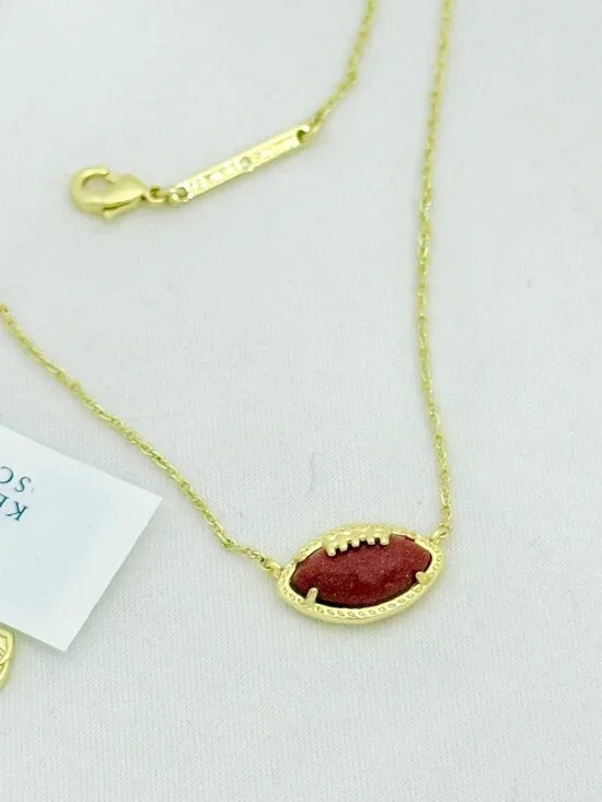 Kendra Scott Goldstone Football Pendant w/Adjustable Chain New in Box - Picture 4 of 13